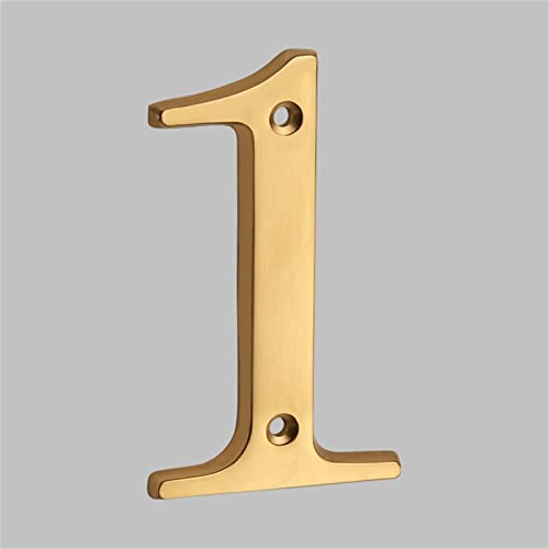 Placa Casa Flotante 3D NúMeros LatóN SóLido Letras 4 Pulgadas 10cm Dorado Moderno NúMero Apartamento Puerta Alfabeto Digital BuzóN DireccióN Exterior Placas SeñAlizacióN Tornillo Montado (1) Cover