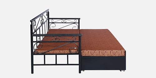 Image of 3 Seater Metal Sofa Cum Bed with Hydraulic Storage | King Size Sofa Cum Bed | 3 Seater Sofa Set, Metal Sofa Set for, Living Room, (King Size (Multi Brown & Black)