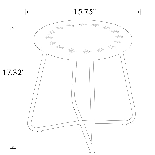 Danpinera Outdoor Side Tables With Flower Cut Outs, Weather Resistant Steel Patio Side Table, Small Round Outdoor End Table Metal Side Table For Patio Yard Balcony Garden White #TOP6