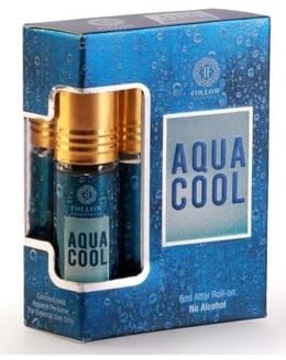 Image of Aqua Cool Attar | Arabic & French Blend | Unisex Non-Alcoholic Roll-On | Long Lasting Religious & Personal Use /Natural Attar For Men And Women - 6 ML