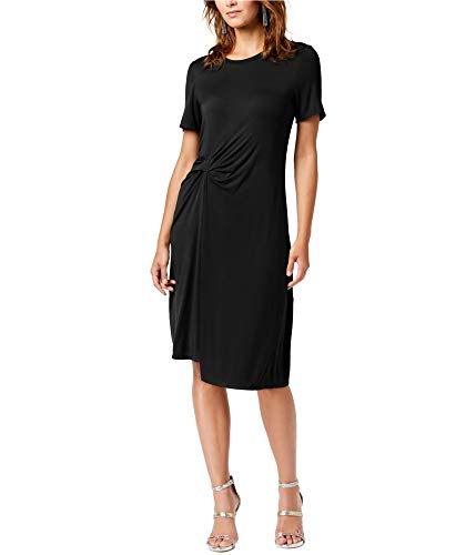 Rachel Roy Womens Draped Front Midi Asymmetrical Dress, Black, Small : Clothing, Shoes & Jewelry