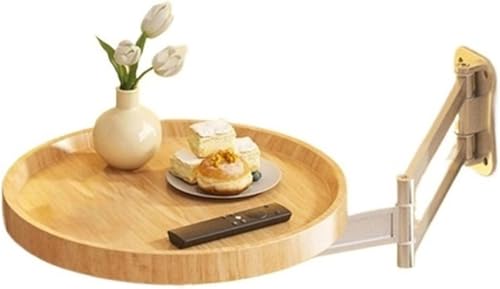 Klappbarer Tisch Mit Kleinem Runden Tablett Zur Wandmontage 180°-Drehfunktion, Ausklappbarem Design, Nachttisch, Ausziehbarer Platzsparender Esstisch Zuhause, KüChe, Arbeitszimmer, Balkon(B)