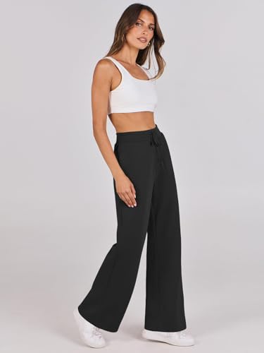 Women's Casual Straight Leg Pants High Waisted Baggy Sweatpants for Women with Drawstring Elastic Waist Lounge Pants2