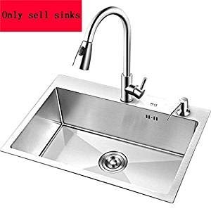 TUTR Wasch- oder Spülbecken, einzige Schüssel Küchenspüle, Tiefwäsche Ausgussbecken, Gewerbe Handgemachte Kitchen Sink (Farbe: Silber) (Size : 55 * 45 * 20cm) - Image 6