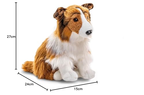 Uni-Toys - Langhaarcollie, sitzend - Gesicht weiß-braun - 27 cm (Höhe) - Plüsch-Hund, Collie, Haustier - Plüschtier, Kuscheltier