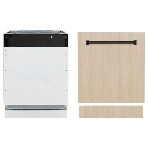 ZLINE Autograph Edition 24' Tallac Series 3rd Rack Top Control Built-In Tall Tub Dishwasher in Custom Panel Ready with Matte Black Handle, 51dBa (DWVZ-24-MB)