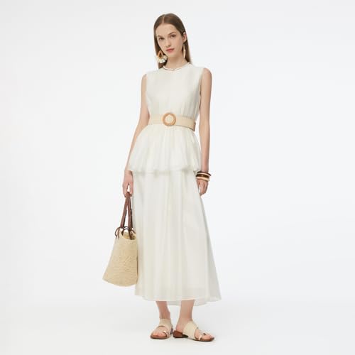 Two Piece Skirt Set Women Summer Sets Outfits Tencel Blend Pleated Flowy Skirt and Tank Top Set for Women2