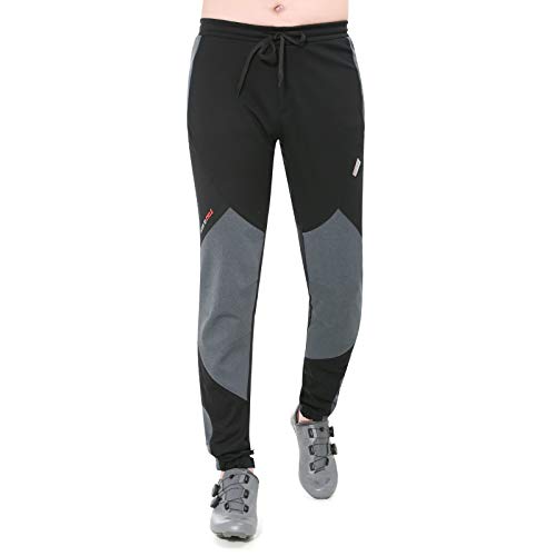 Santic Men's Winter Fleece Windproof Thermal Active Pants for Cycling Running Hiking Outdoor Multi Sports