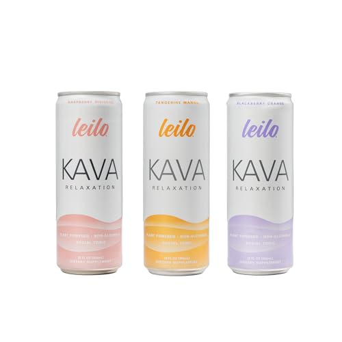 LEILO | Kava Powered Sparkling Relaxation Drink | Classic Variety-Pack - Includes: Raspberry...