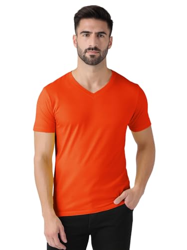 Image of Friskers Men's V-Neck Short Sleeves Cotton T-Shirt - Casual T-Shirt, Regular Fit