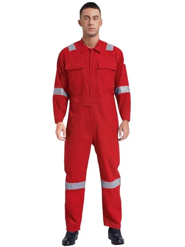 Freebily Mono De Alta Visibilidad para Adulto Mono De Trabajo Desechable Peto De Seguridad Uniformes Mecánicos Traje De Caldera Overol De Mecánico Rojo M/165