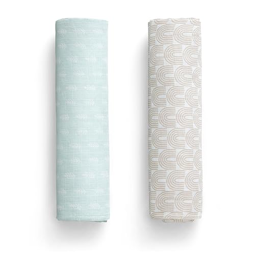Delta Children 100% Cotton Muslin Baby Receiving Blankets for Girls and Boys – 47x47 Inches (Pack of 2), Neutral Boho - Thumbnail 5