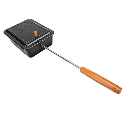 Drfeify Máquina para Hacer Palomitas de Maíz, Sartén de Hierro para Palomitas de Maíz con Revestimiento Antiadherente y Largo de Madera, para Acampar Al Aire, Noches de Cine en Casa