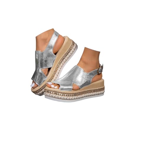 Orthopedic Sandals for Women,Summer Sandals for Women 2025,Casual Comfortable Mid Heels Open Toe Espadrilles Slip On Shoes Dressy Summer Flat Casual Strappy Slip On Wedges Shoes