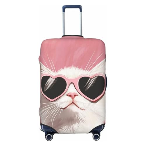 Cute Cat In A Sun Hat Cartoon Elastic Travel Luggage Covers Dustproof Scratch-Resistant Suitcase Protector Fit 22-24 Inch