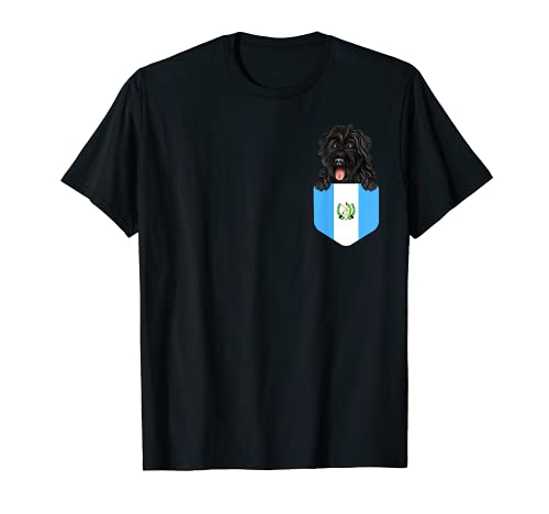 Guatemala Flag Bouvier des Flandres Dog In Pocket T-Shirt, Black