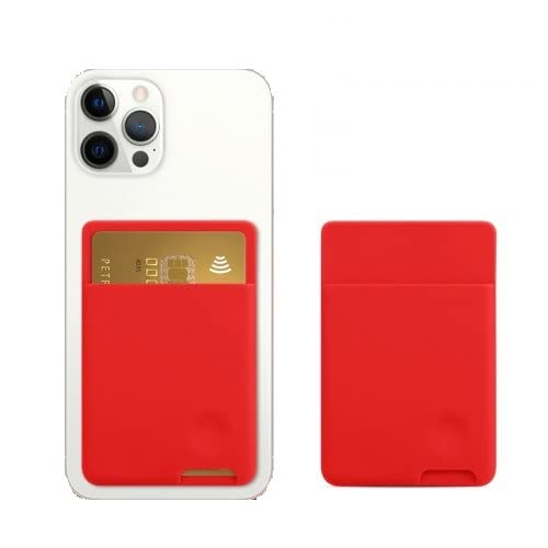 ClickCase Liquid Silicone Metro Credit Card Holder for Back of Mobile Phone or Case, 3M Adhesive Sleeves Stick on Phone Back Wallet for All Smart Phones (Red)-image-17