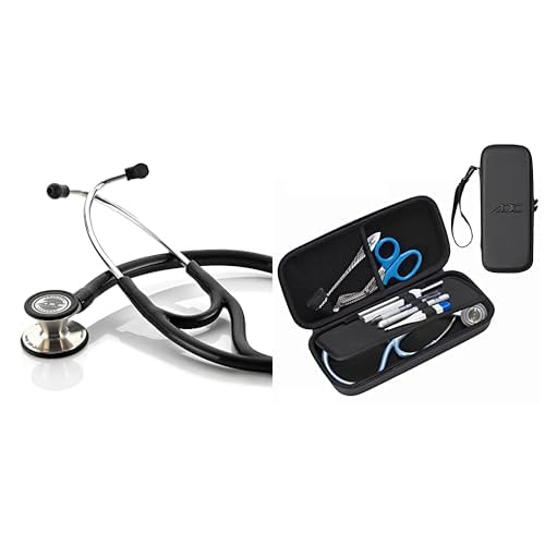 ADC Adscope 601 Black Convertible Cardiology Stethoscope with Tunable AFD Technology and Large Black Medic Case