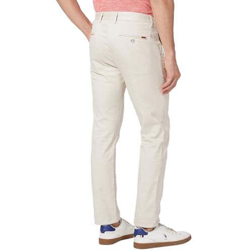 Image of Park Avenue Men's Regular Fit Mid Rise Neo Fit Cotton Blend Solid Pattern Flat Front Casual Chinos