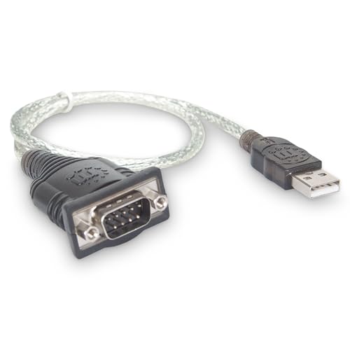 Image of Manhattan USB to Serial Converter Connects One Serial Device to A USB Port (205146) | USB-A to DB9 RS232 serial adapter with 18-inch cable, Prolific PL-2303 chip, up to 115 kbps, plug and play