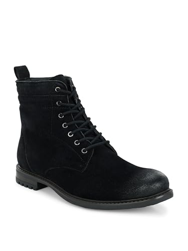 Image of San Frissco Biker Chain Boots for Men's with Round Toe TPR Sole | Synthetic Suede Zip Casual Winter Boots Slip On Shoes | Outdoor Fashion Shoes for Office, Party, Trekking