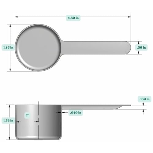 Image of 50 mL (50 CC | 1.69 Oz.) Long Handle Plastic Measuring Scoop for Coffee, Protein Powder, Pet Food, Spices, Grains, Dry Goods - Food-Grade BPA-Free (Pack of 5)