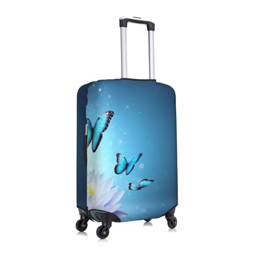 Butterflies And Waterlily In Water Print Luggage Cover Washable Elasticated Suitcase Covers TSA Approved Stylish Dust and Scratch Resistant Case Protector for Kids and Adults3