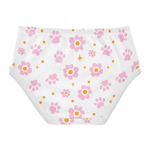Cotton Toddler Underwear Custom Light Pink Dog Paw Prints Panties Little Girl Animals Kids Undies Briefs 2t2