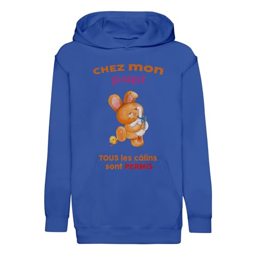 Sweat à capuche enfant chez mon papi les calins sont permis
