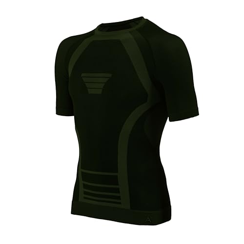 Risalti Camiseta térmica de manga corta unisex Extreme,Ropa interior térmica para hombre y mujer, media manga de microfibra, ropa técnica, transpirable, termorregulante, sin costuras, Hunter Green, M