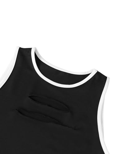 Image of LovelyWholesale Women Sexy Cut Out Crop Tank Tops Crew Neck Summer Sleeveless Top