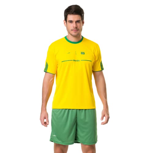 Camiseta Brasil masculina plus size Dry Camisa copa do mundo torcedor Elite (EG1, Amarelo)