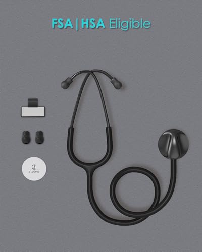 Image of Single Head Stethoscope for Nurses /Nursing School Students /Doctors | Black Tube Essential Estetoscopio for Medical BP Monitoring & Home Use with Accessories Name Tag & without EVA Case