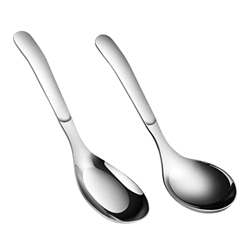 Cabilock Juego de 2 Cucharas de Sopa de Acero Inoxidable para Niños Y Niñas Cucharas de Sopa Redondas Diseño Grueso Cucharas de Helado para Té Café Y Postre