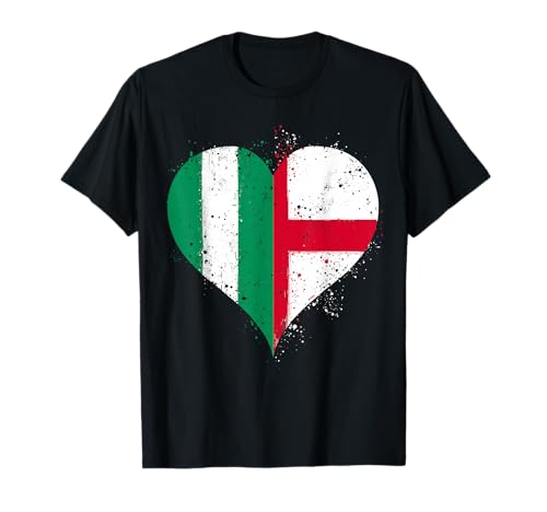 Image of Proud Nigerian English Fans Pride Cool England Nigeria Flag T-Shirt