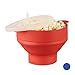 Relaxdays Palomitero para Microondas, Silicona, Rojo, 25.5x25.5x14.5 cm