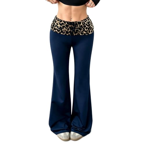 HswsEJ Flared Yoga Pants for Women Leopard Y2k Elastic Waist Flare Leggings - image 1