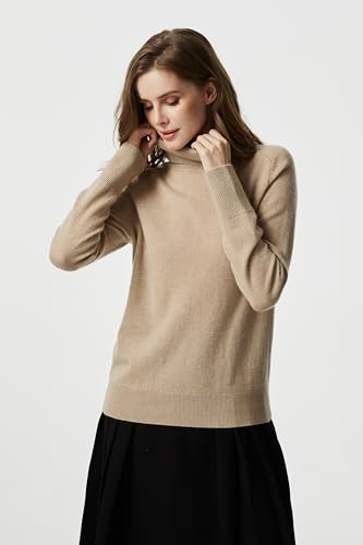 Image of EURKEA Women's Turtleneck 100% Cashmere Sweater, Long Sleeves Pullover Winter Top for Women, Gift Ready