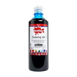 Scola Drawing Ink, 600ml Bottle, Brilliant Blue, Water-Based Ink, Arts & Craft Projects, For Children & Schools