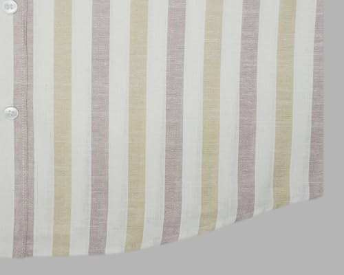 Image of GHPC Cotton Linen Striped Half Sleeves Regular Fit Formal Shirt for Men