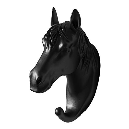 Urijk Crochet Mural Animaux Creative Forme Porte-Manteau Mural décoratif pour Manteaux pour vêtements Chapeaux écharpes Robes Serviettes(Cheval Noir，12x3.8x8cm)