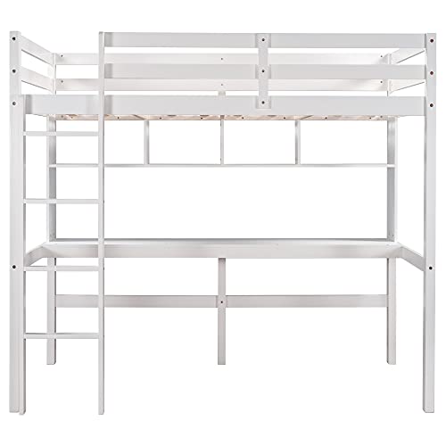 MERITLINE Twin Loft Bed with Desk and Shelves #TOP28
