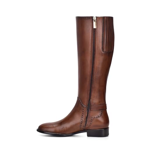 FRANCO CUADRA Women's Riding Boot in Genuine Leather Honey Brown4