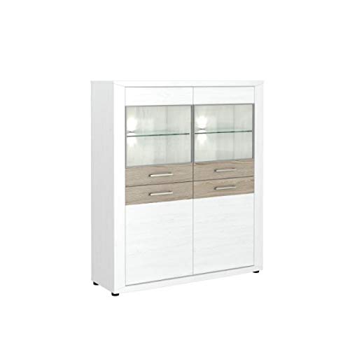 MERKAHOME - Vitrina Blanco y Gris Nórdico 120cm Maca Cover