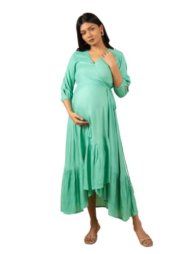 Image of The Mom Store Maternity and Nursing Wrap Dress for New Mom | Pre and Post Pregnancy Wear for Womens | Trendy Stylish Printed Friendly Dresses for Women | Comfortable