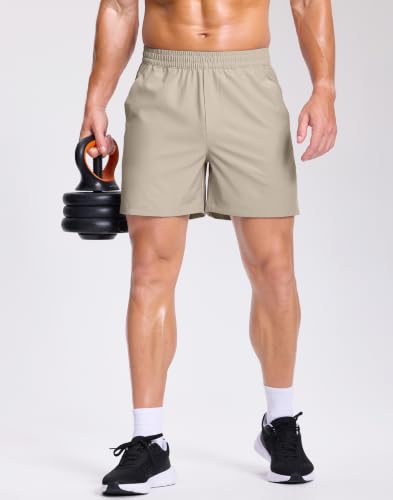 Image of GGJ Men's Lightweight Athletic Shorts with 2 Zipper Pockets 7 inch /9 inch /5 inch Gym Workout Running Quick Dry Tennis Shorts for Men