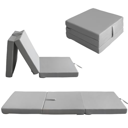 Nana Shop Matelas imperméable Pliable 3 pièces, Matelas de Camping, Matelas d'invités, Matelas de Sol, Matelas de Voyage, 60 x 200 x 10 cm (Gris)