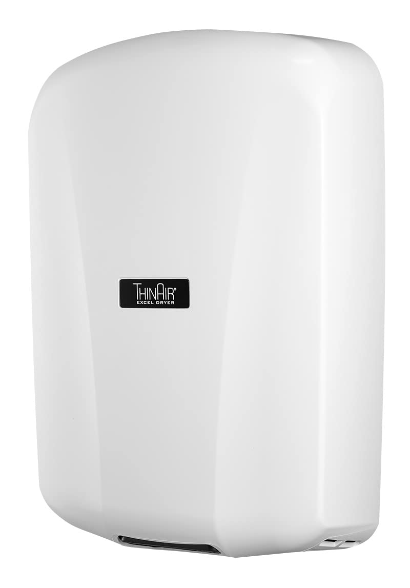 Suszarka do rąk ThinAir firmy Excel Dryer, wąska, montowana na powierzchni, bezdotykowa suszarka do rąk do toalet komercyjnych, szybka, energooszczędna, TA-ABS, 230 V