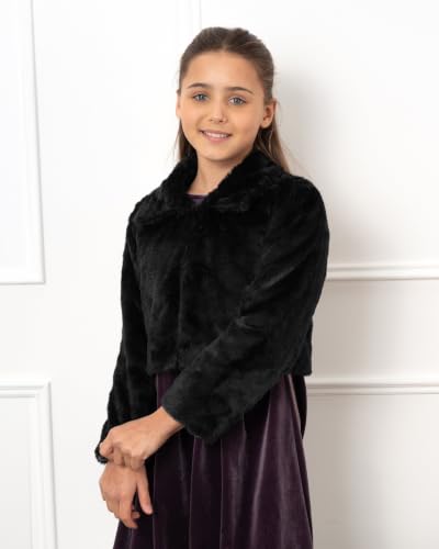 Image of BOLEROSE Girls Collared Faux Fur Bolero Jacket