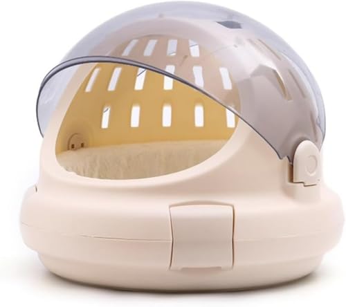 SearEase 猫用キャリーバッグ キャリー ドーム型 ペットケージ 小型犬用 小動物対応 ポータブル げ 透明 多機能 ポータブル ト猫バッグペットバッグ多機能スペース通気性猫の巣用品猫ケージ (ベージュ)